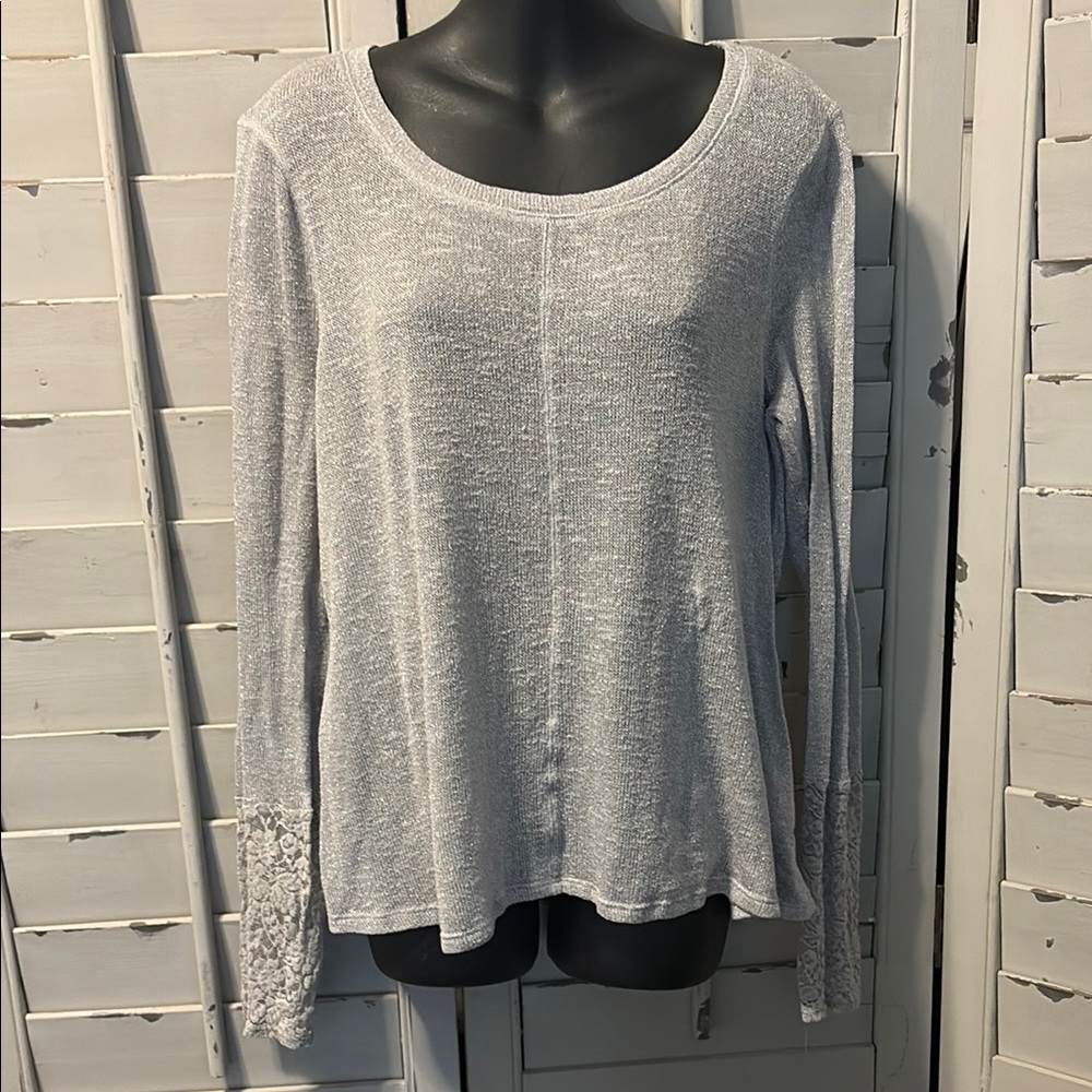 Knox Rose Gray Embellished Blouse Long Sleeve